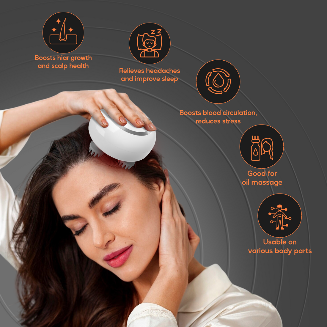 Electric Head Massager with Red Light Therapy for Hair Growth, Scalp Relaxation & Stress Relief