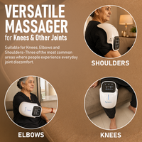 Sellastic massager worn on shoulder, elbow and knee — versatile joint pain relief for common problem areas