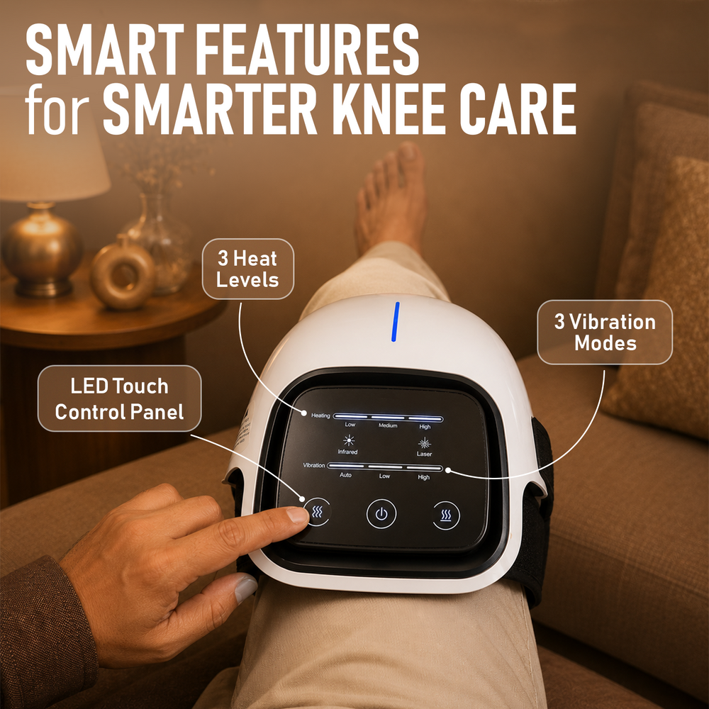 Knee Massager Machine for Joint Pain Relief with Heat, Red Light Therapy, Vibration