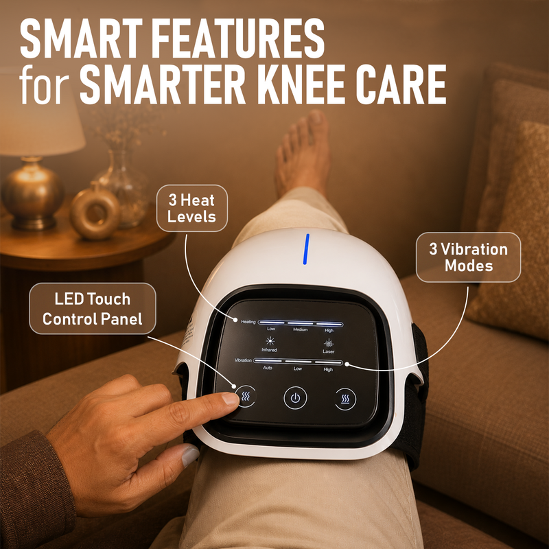 Knee Massager Machine for Joint Pain Relief with Heat, Red Light Therapy, Vibration