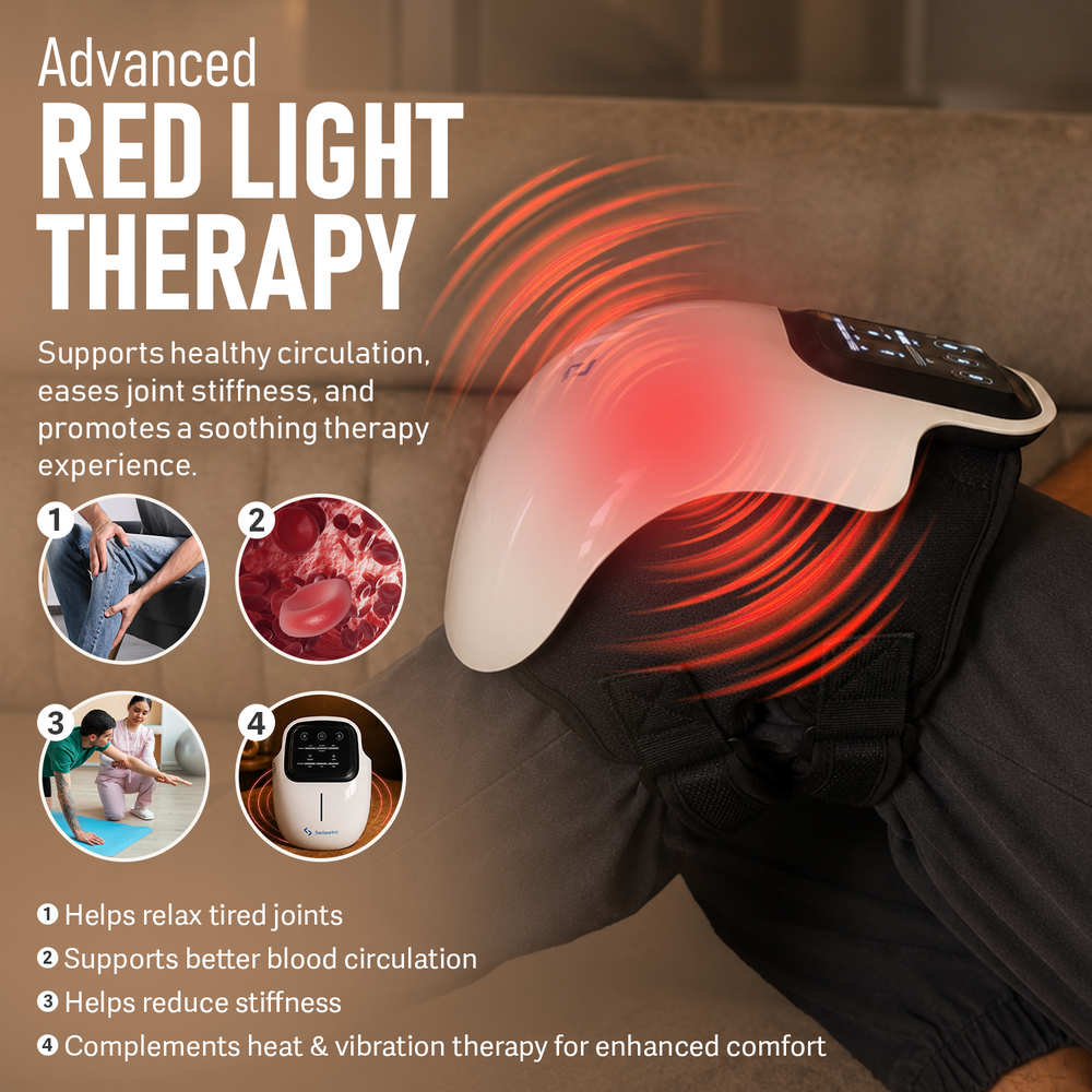 Knee Massager Machine for Joint Pain Relief with Heat, Red Light Therapy, Vibration