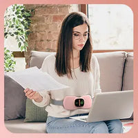 Period Cramp Relief Massager | Portable Cordless Menstrual Pain Massage with 3 Heat Modes & 3 Massage Modes | Bigger Front LED Display with Battery & Temperature Indication | Back & Belly Heating Pad for Women
