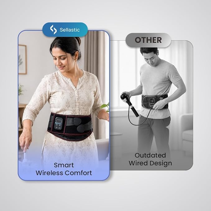 Wireless Back Heating Belt with Massager for Back & Period Pain Relief