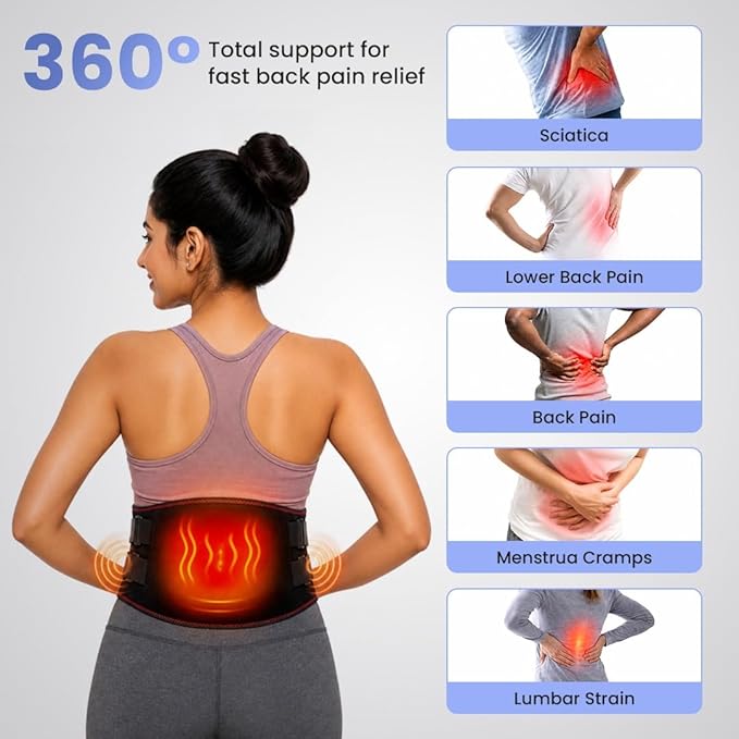 Wireless Back Heating Belt with Massager for Back & Period Pain Relief