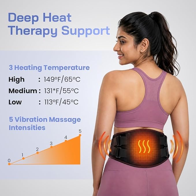 Wireless Back Heating Belt with Massager for Back & Period Pain Relief