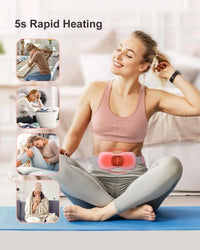 Period Cramp Relief Massager | Portable Cordless Menstrual Pain Massage with 3 Heat Modes & 3 Massage Modes | Bigger Front LED Display with Battery & Temperature Indication | Back & Belly Heating Pad for Women