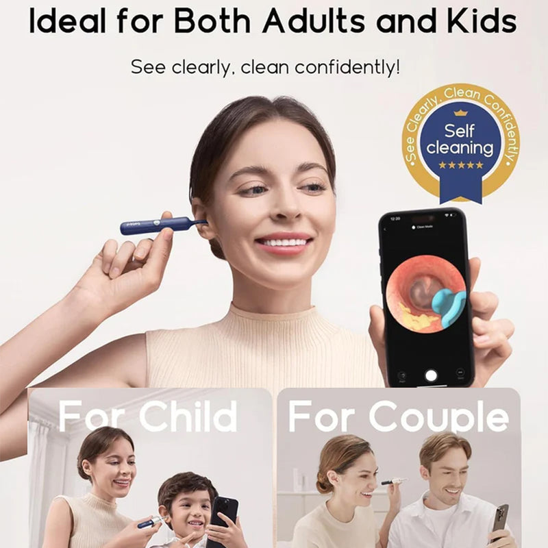Ear Cleaner Tool Kit, Ear Wax Removal with HD Camera & WiFi Connection, Flexible Otoscope Camera Light for iOS & Android, Safe Ear Cleaning for Adults & Baby