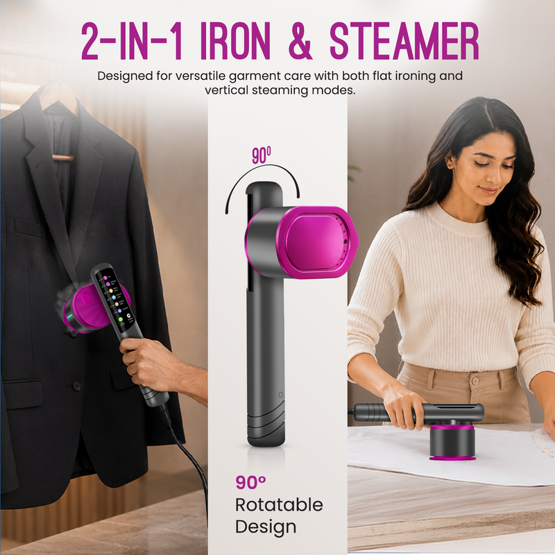 2-in-1 Handheld Garment Steamer & Iron | Travel-Friendly & Easy Storage